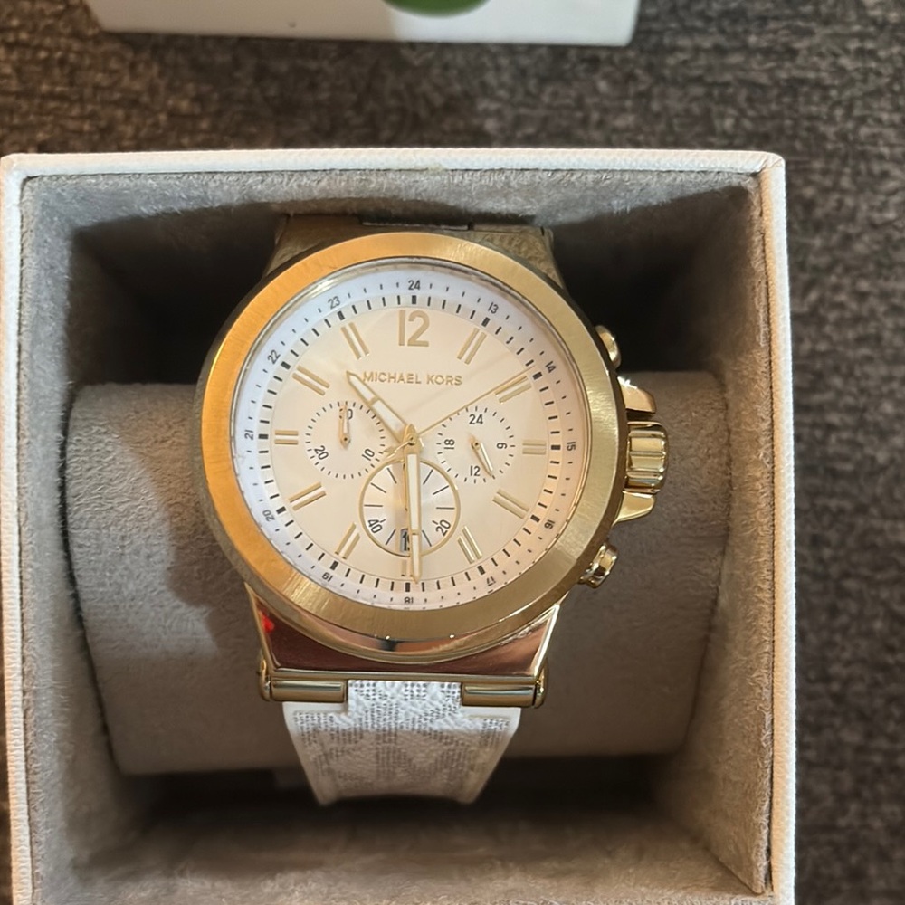 Michael Kors Gold and White Women's Watch like new!
